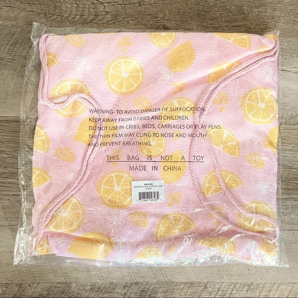 🌺 Ulta Lemon Pink Towel & Drawstring Backpack Set NWT